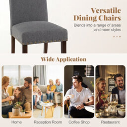 Gainoom Set Of 2 Dining Chairs Upholstered Dinner Chairs High Back Grey - thumbnail 6