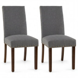 Gainoom Set Of 2 Dining Chairs Upholstered Dinner Chairs High Back Grey - thumbnail 1