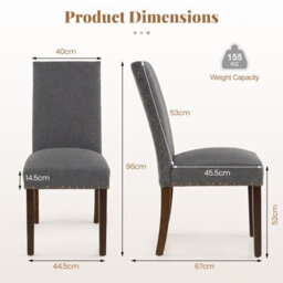 Gainoom Set Of 2 Dining Chairs Upholstered Dinner Chairs High Back Grey - thumbnail 2