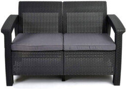 Keter Corfu Graphite Outdoor 4 Seater Rattan Sofa Furniture - thumbnail 3