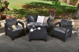 Keter Corfu Graphite Outdoor 4 Seater Rattan Sofa Furniture - thumbnail 1
