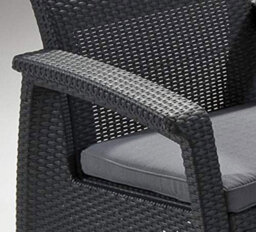 Keter Corfu Graphite Outdoor 4 Seater Rattan Sofa Furniture - thumbnail 4