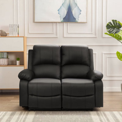 Comfy Living Reclining Faux Leather Sofa In Black 2 Piece - image 1