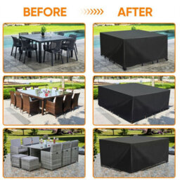 90X90X90Cm Heavy Duty Waterproof Square Garden Furniture Cover Patio Table Chair - thumbnail 3