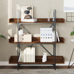 Berkfield Bookcase 3-Tier Brown Oak 100X33X108.5 Cm Engineered Wood - thumbnail 3