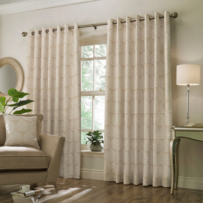 Paoletti Botanical Room Darkening Eyelet Curtain Pair Natural (W)168Cm X (D)229Cm - image 1