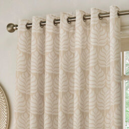 Paoletti Botanical Room Darkening Eyelet Curtain Pair Natural (W)168Cm X (D)229Cm - thumbnail 2