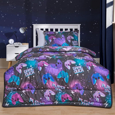 OHS Gaming Coverless 10.5 Tog Duvet Set Single Bed Quilted Gamer Pillowcase - image 1