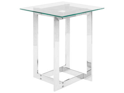 Beliani Tempered Glass Coffee Table 40 X 40 Cm Square With Polished Stainless Steel Base - image 1
