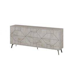 Decortie Dune Gold Marble Effect Geometric 6 Door Sideboard With Metal Legs (W) 181Cm - thumbnail 2