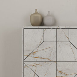 Decortie Dune Gold Marble Effect Geometric 6 Door Sideboard With Metal Legs (W) 181Cm - thumbnail 5
