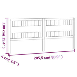 Berkfield Bed Headboard Grey 205.5X4X100 Cm Solid Wood Pine - thumbnail 6