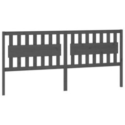 Berkfield Bed Headboard Grey 205.5X4X100 Cm Solid Wood Pine - thumbnail 2