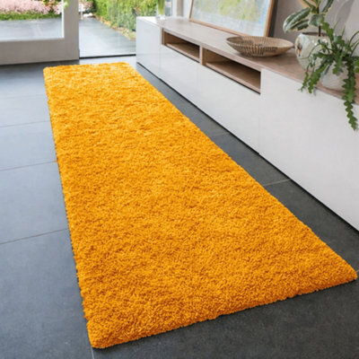 Aspire Homeware Non-Slip Ochre Shaggy Rug Soft Fluffy Washable, Medium Hallways Runner, (L)150Cm X (W)80Cm - image 1