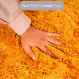 Aspire Homeware Non-Slip Ochre Shaggy Rug Soft Fluffy Washable, Medium Hallways Runner, (L)150Cm X (W)80Cm - thumbnail 3