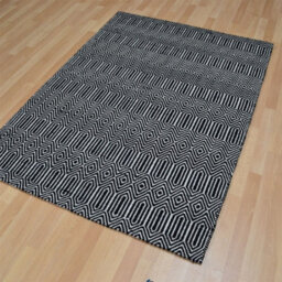 Black/white Geometric Handmade Modern Wool Easy To Clean Rug Dining Room Bedroom And Living Room-100Cm X 150Cm - thumbnail 4