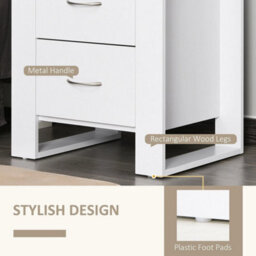 2 Drawer Boxy Bedside Table  Handles Elevated Base White - thumbnail 6