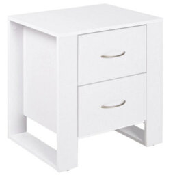 2 Drawer Boxy Bedside Table  Handles Elevated Base White - thumbnail 2