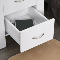 2 Drawer Boxy Bedside Table  Handles Elevated Base White - thumbnail 5