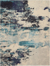 Ivory/teal/blue Rug, Abstract Graphics Rug, Stain-Resistant Rug, Modern Rug For Bedroom, & Dining Room-160Cm X 221Cm - thumbnail 1
