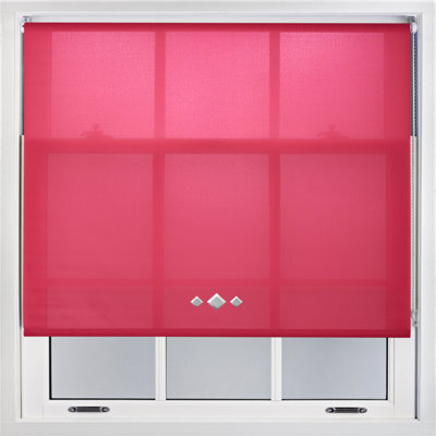 FURNISHED Trimmable Roller Blind With Triple Diamond Chrome Eyelet And Metal Fittings - Fuchsia Daylight Shade (W)120Cm X (L)165Cm