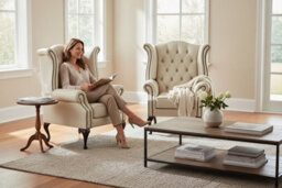 Chesterfield 2 X High Back Chairs Ivory Leather Bespoke In Queen Anne Style - thumbnail 3