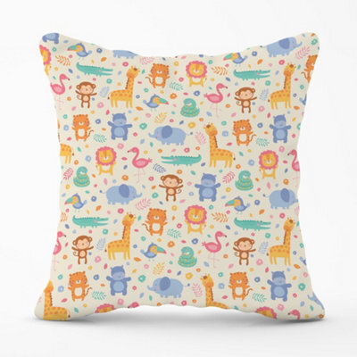 Warren Reed Designer Cute Pastel Jungle Animals Cushions 45Cm X 45Cm - image 1