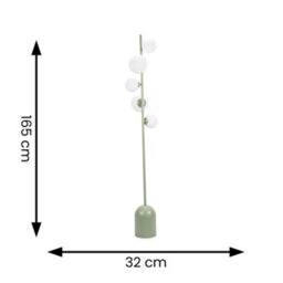 Valuelights Marlow Sage Green 5 Way Floor Lamp With Glass Globe Lampshade - thumbnail 9