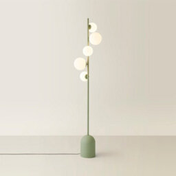 Valuelights Marlow Sage Green 5 Way Floor Lamp With Glass Globe Lampshade - thumbnail 6