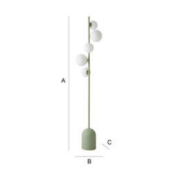 Valuelights Marlow Sage Green 5 Way Floor Lamp With Glass Globe Lampshade - thumbnail 7