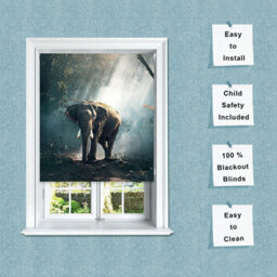 Lister Cartwright Photographic Blackout Roller Blinds For Bedroom Windows - (120 X 140 Cm) - Elephant - thumbnail 3