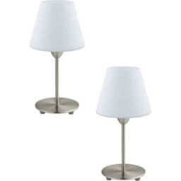 Set Of 2 Modern Table Lamps With Satin Nickel Base And White Opal Glass Shade - thumbnail 1