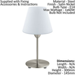 Set Of 2 Modern Table Lamps With Satin Nickel Base And White Opal Glass Shade - thumbnail 2