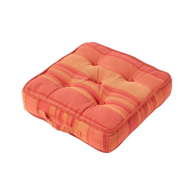 Homescapes Morocco Striped Cotton Floor Cushion Terracotta - image 1