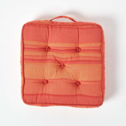 Homescapes Morocco Striped Cotton Floor Cushion Terracotta - thumbnail 3