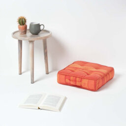 Homescapes Morocco Striped Cotton Floor Cushion Terracotta - thumbnail 2