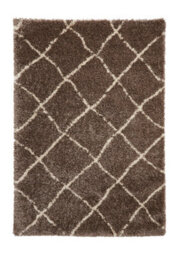 Beige Cream Shaggy Rug, 45mm Thick Geometric Stain-Resistant Rug, Moroccan Rug For Bedroom, & Dining Room-160Cm X 220Cm