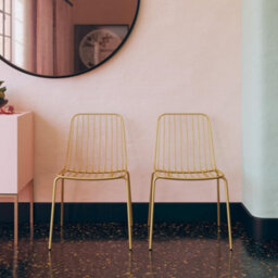 Dorel Caden Wire Dining Chair In Golden Look, 2 Pieces - thumbnail 6