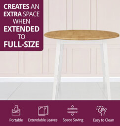 Hallowood Furniture Ledbury Drop Leaf Round Table In White Painted And Oak Finish - thumbnail 4