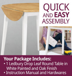 Hallowood Furniture Ledbury Drop Leaf Round Table In White Painted And Oak Finish - thumbnail 7