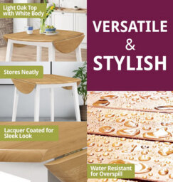 Hallowood Furniture Ledbury Drop Leaf Round Table In White Painted And Oak Finish - thumbnail 5