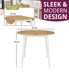 Hallowood Furniture Ledbury Drop Leaf Round Table In White Painted And Oak Finish - thumbnail 3