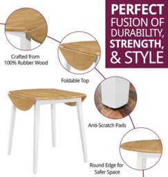 Hallowood Furniture Ledbury Drop Leaf Round Table In White Painted And Oak Finish - thumbnail 2