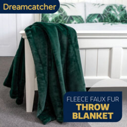 Dreamcatcher Blanket Throw Soft Faux Fur 160 X 130Cm Green Fleece Overblanket Fluffy Blanket  For Sofa & Beds - thumbnail 3