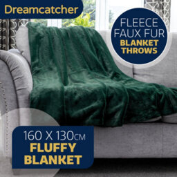 Dreamcatcher Blanket Throw Soft Faux Fur 160 X 130Cm Green Fleece Overblanket Fluffy Blanket  For Sofa & Beds - thumbnail 2