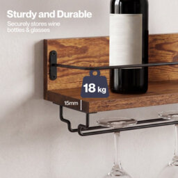 Levede Wall Wine Rack With Glass Holder Floating Wine Shelf Home Bar Storage - thumbnail 7