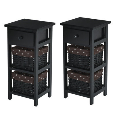 Gainoom Set Of 2 3-Tier Chest Of Drawers Side Table Beside Table Nightstand W/2 Baskets - image 1