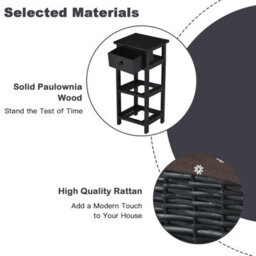Gainoom Set Of 2 3-Tier Chest Of Drawers Side Table Beside Table Nightstand W/2 Baskets - thumbnail 6