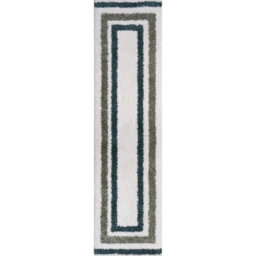 The Rugs Moodi Shaggy Green Marina Rug Runner Bordered Thick High Pile For Living Rooms, Bedrooms, Hallways, Kitchens - thumbnail 9