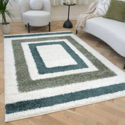 The Rugs Moodi Shaggy Green Marina Rug Runner Bordered Thick High Pile For Living Rooms, Bedrooms, Hallways, Kitchens - thumbnail 7